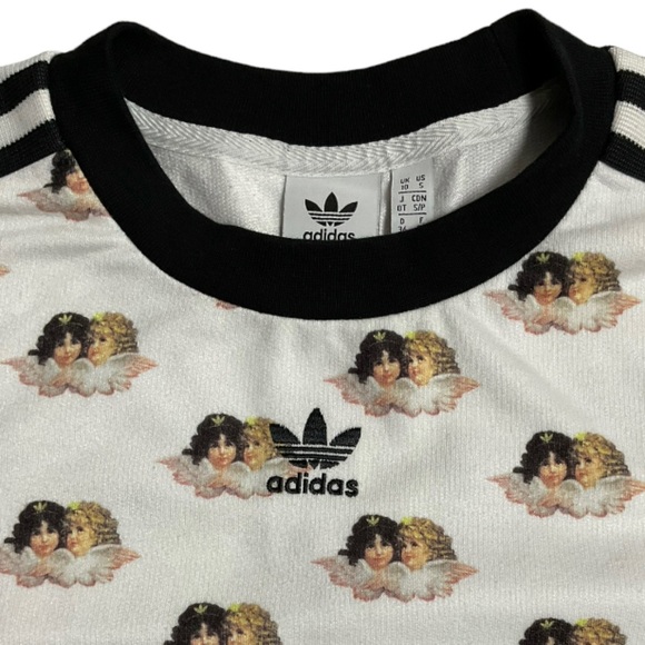 Adidas x Fiorucci All Over Angels Cherub Crop T-Shirt Top Size Small​ - Picture 7 of 16